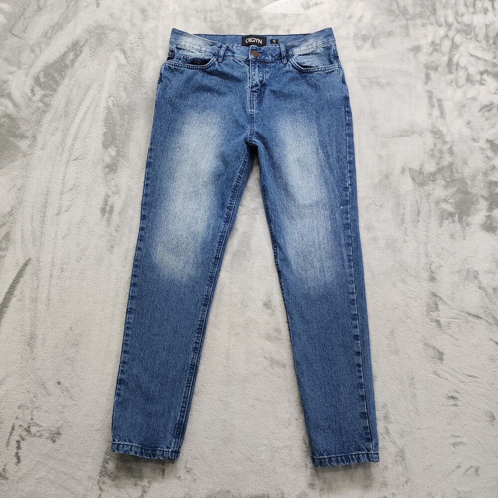 OLGYN Jeans Womens 12 Blue Faded High Rise Skinny Ankle Cotton Denim Casual‎